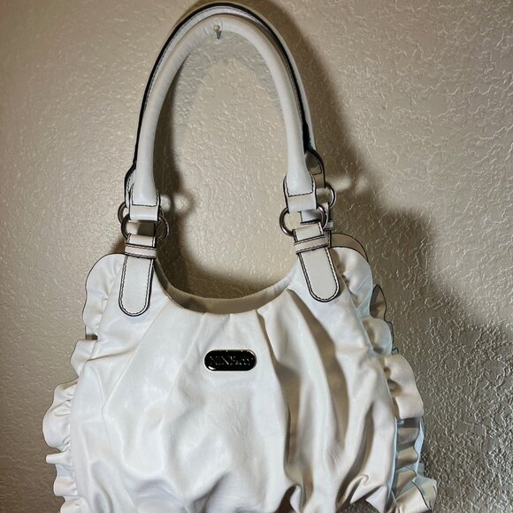 Nine‎ & Co Ruffled Handbag/Purse Ivory - Picture 1 of 4